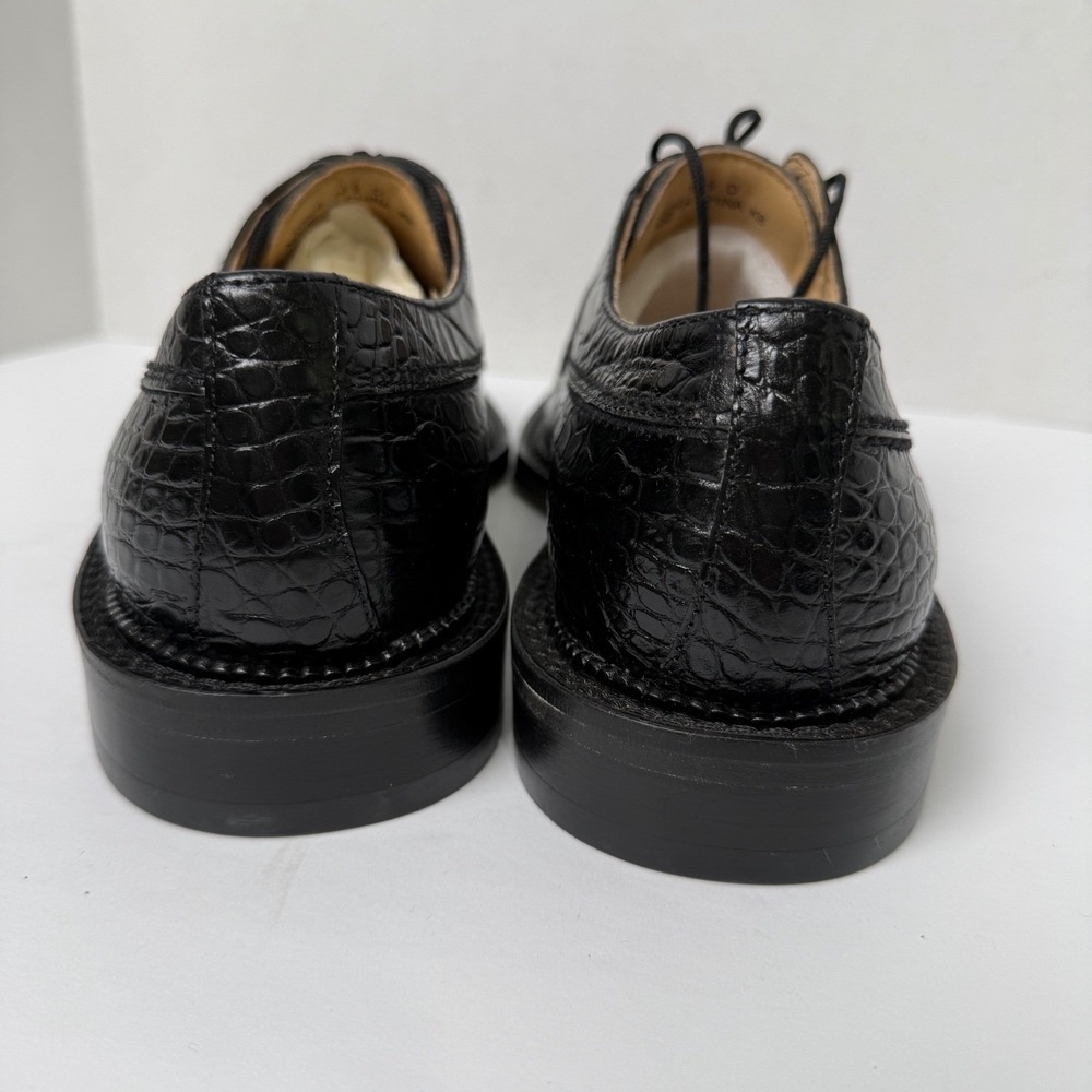 Vintage Florsheim Barletta Savanna Croc Black Leather Shoes Mens 10.5 Deadstock - Picture 9 of 15